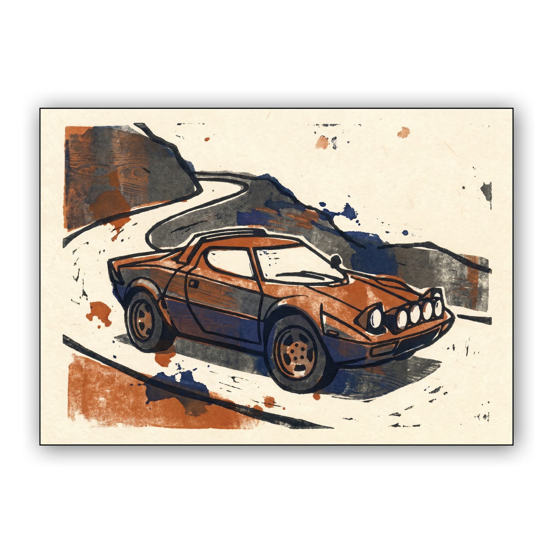 Lancia Stratos Mountain Block Print