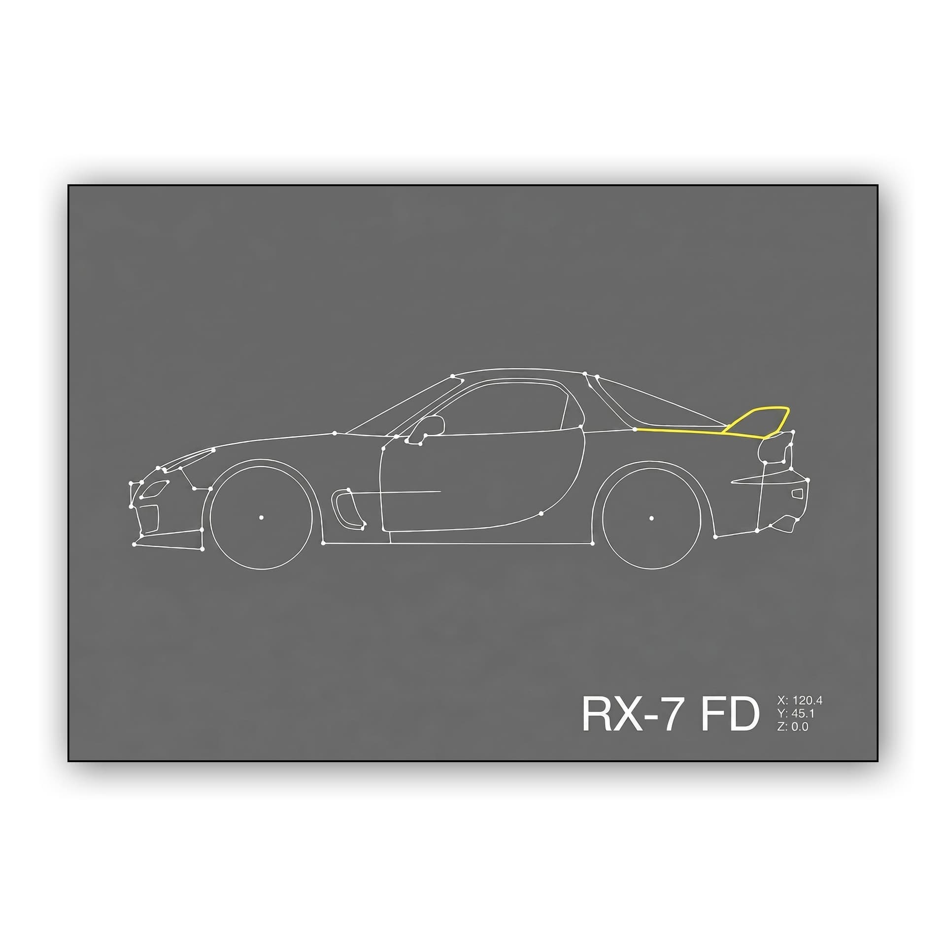 Minimalist RX-7 FD Wireframe Art
