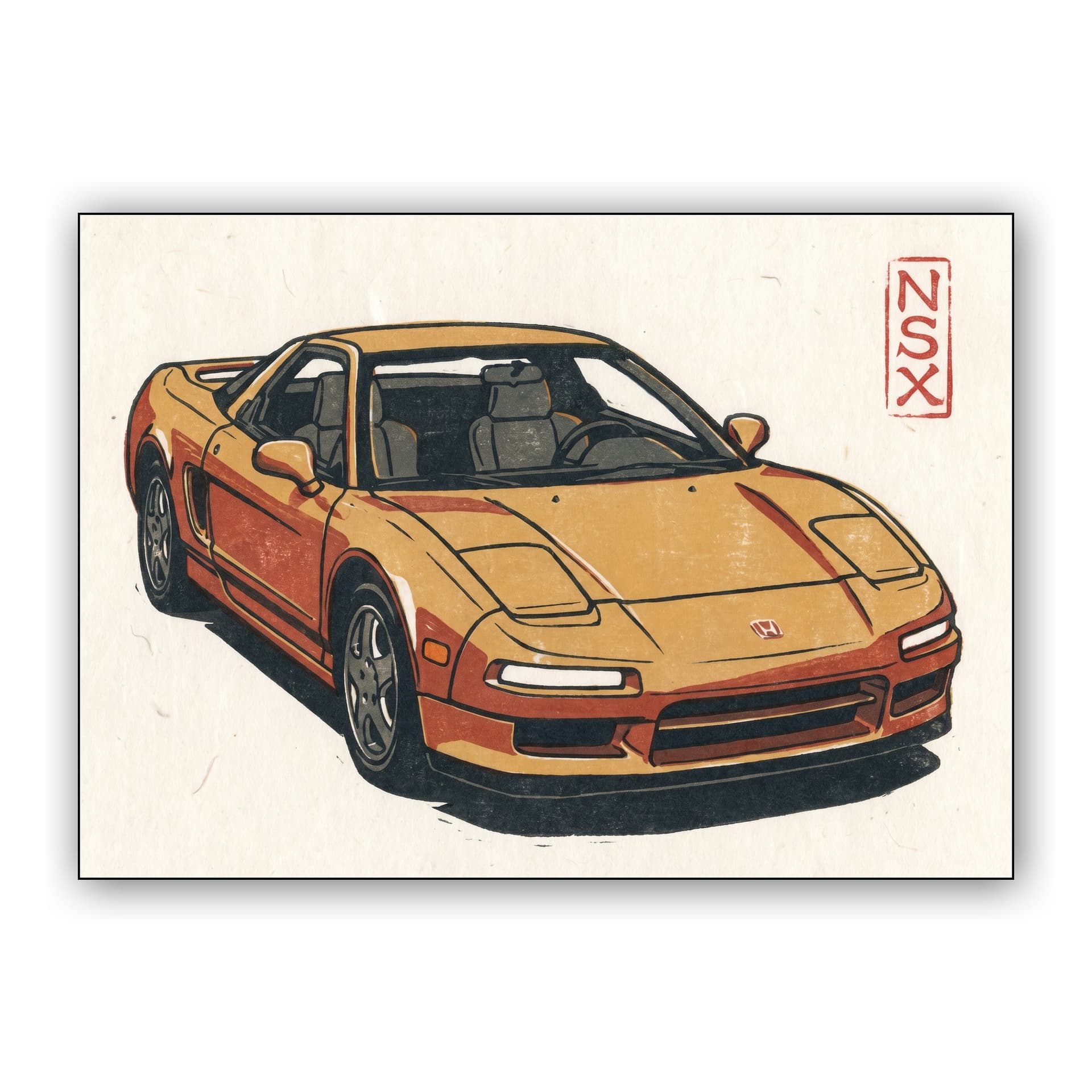 Honda NSX Japanese Woodcut Art