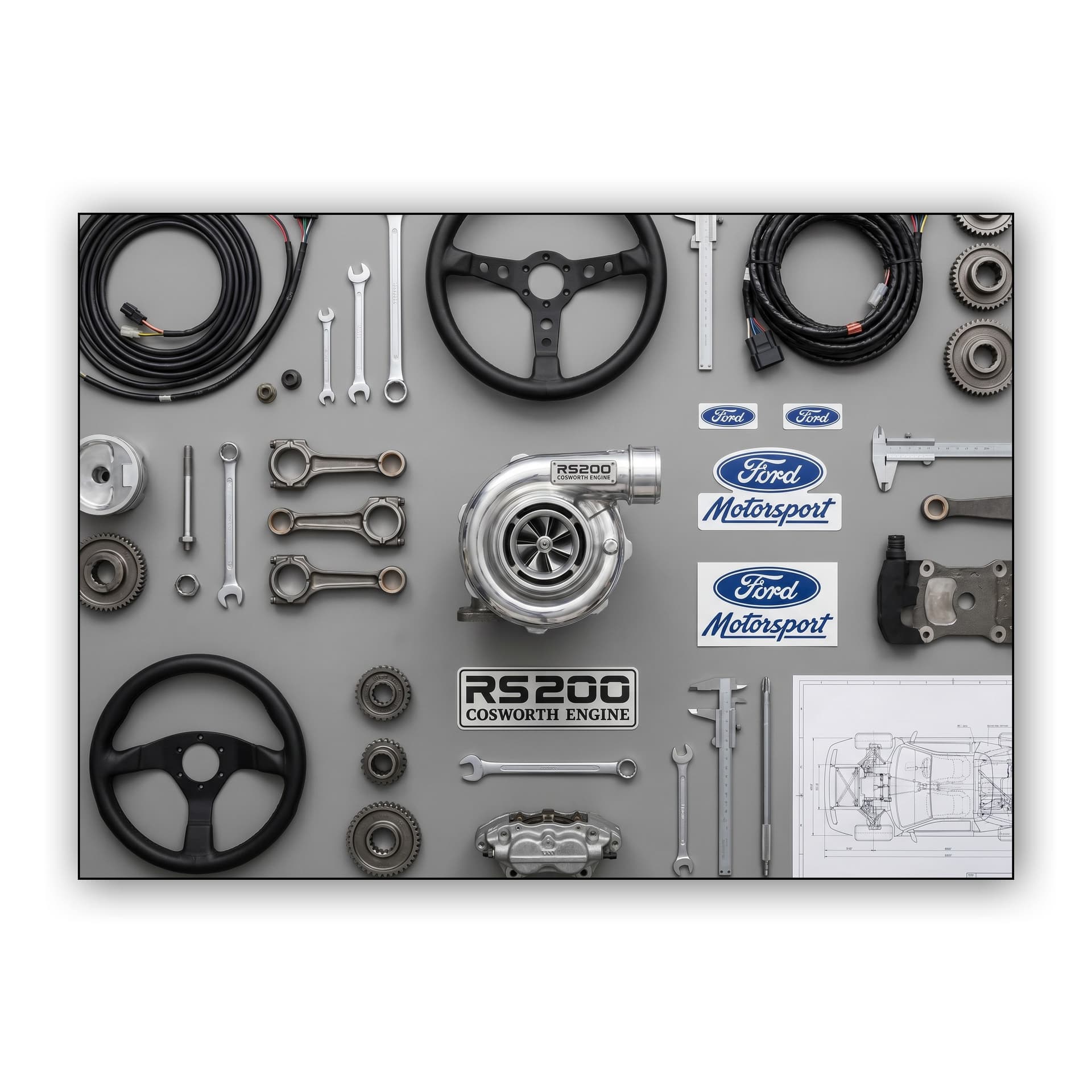 Ford RS200 Cosworth Parts Knolling
