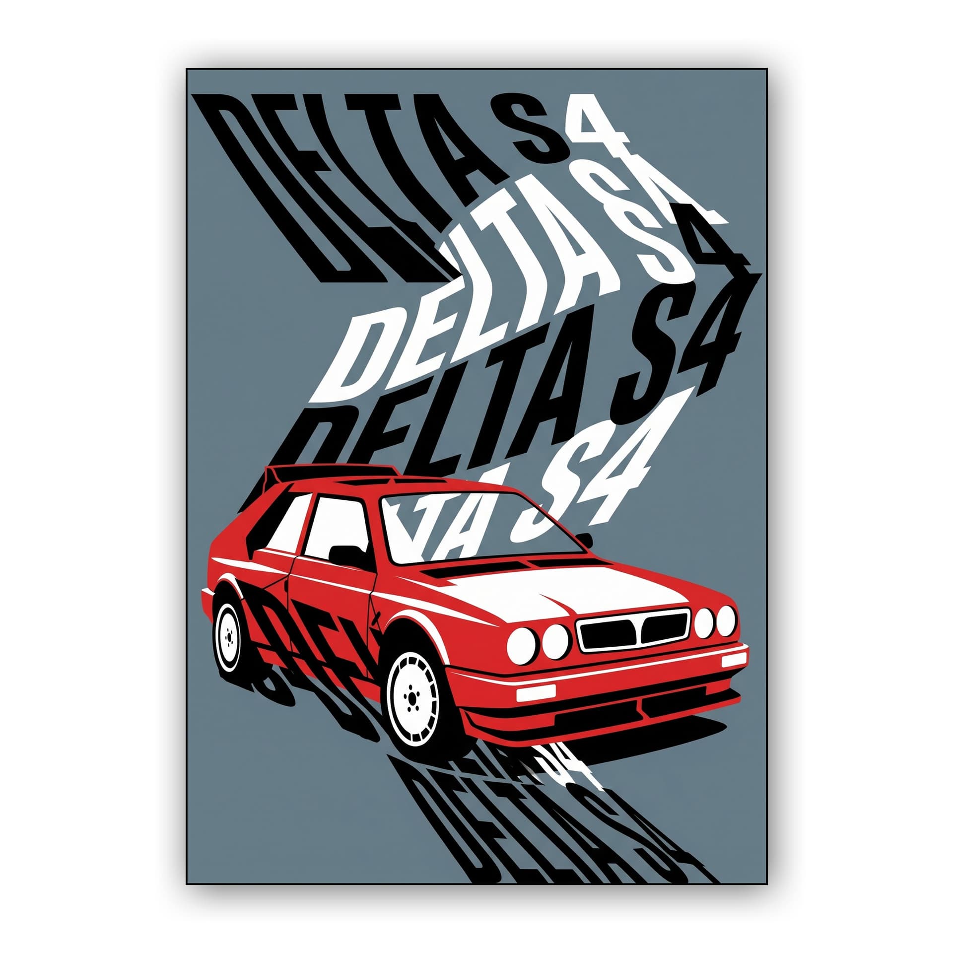 Lancia Delta S4 Typographic Retro Art