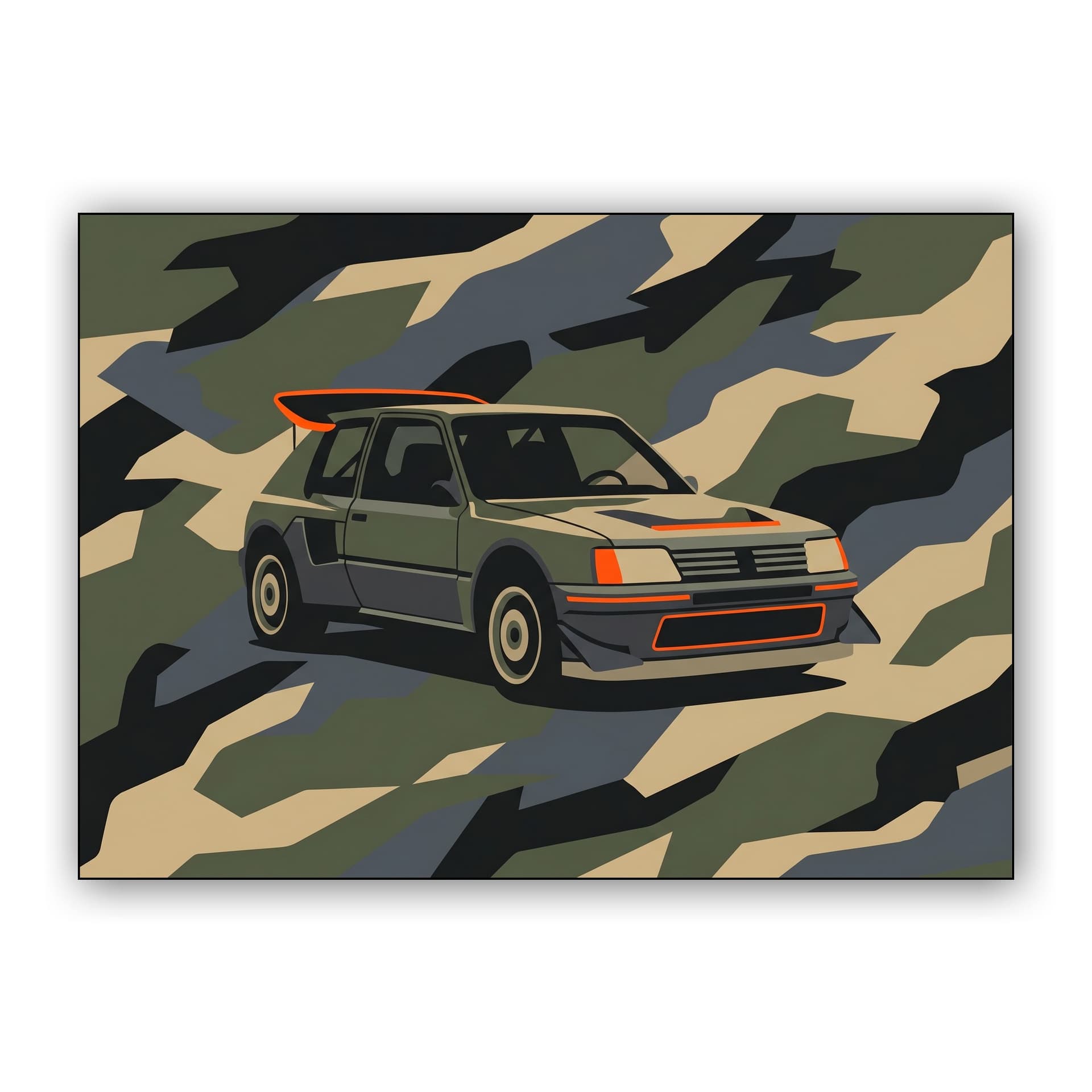 Peugeot 205 T16 Camouflage Flat Art