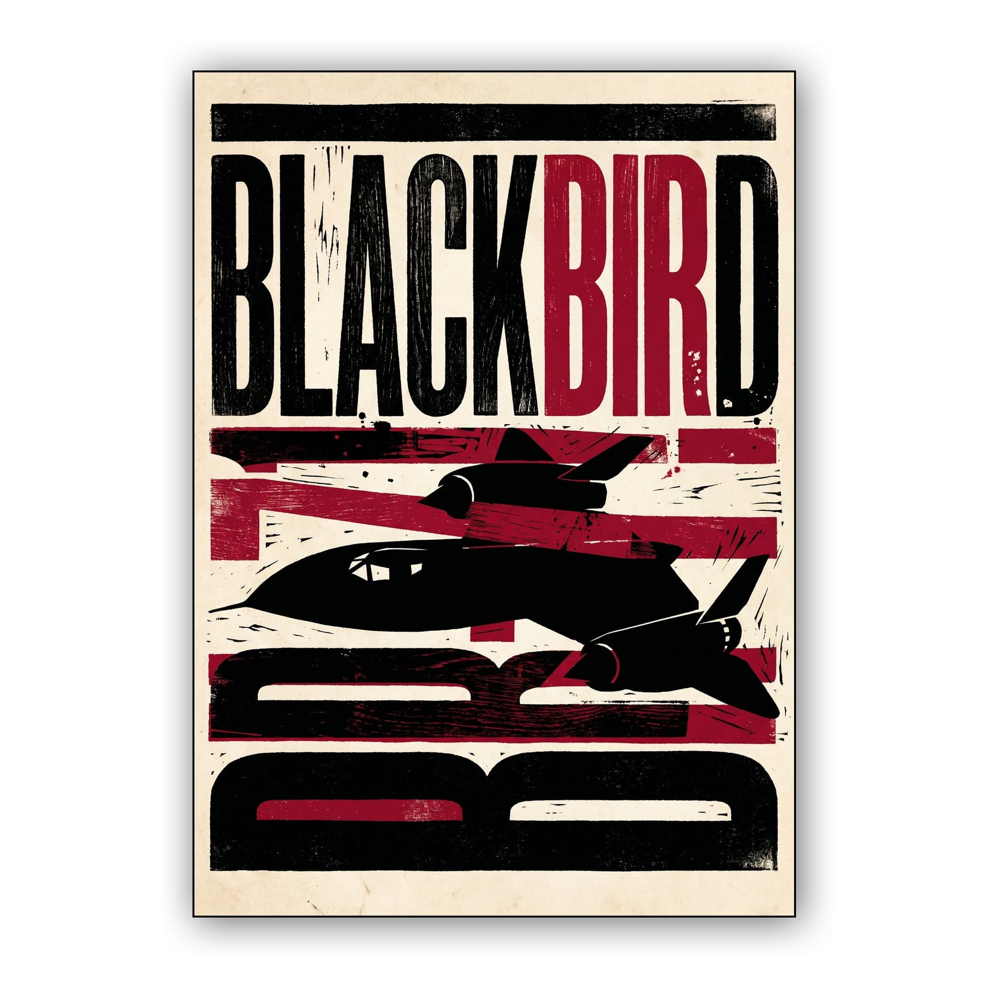 Blackbird Retro Linocut