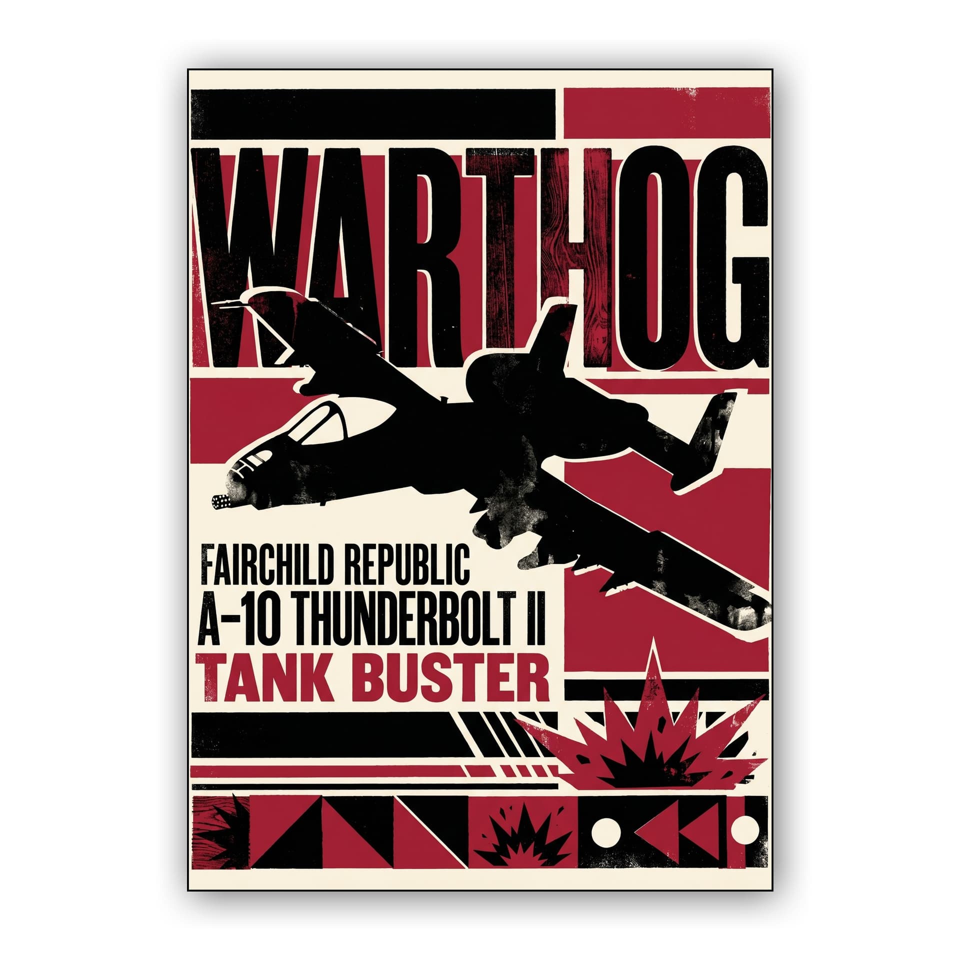 A-10 Thunderbolt II Warthog Retro Poster