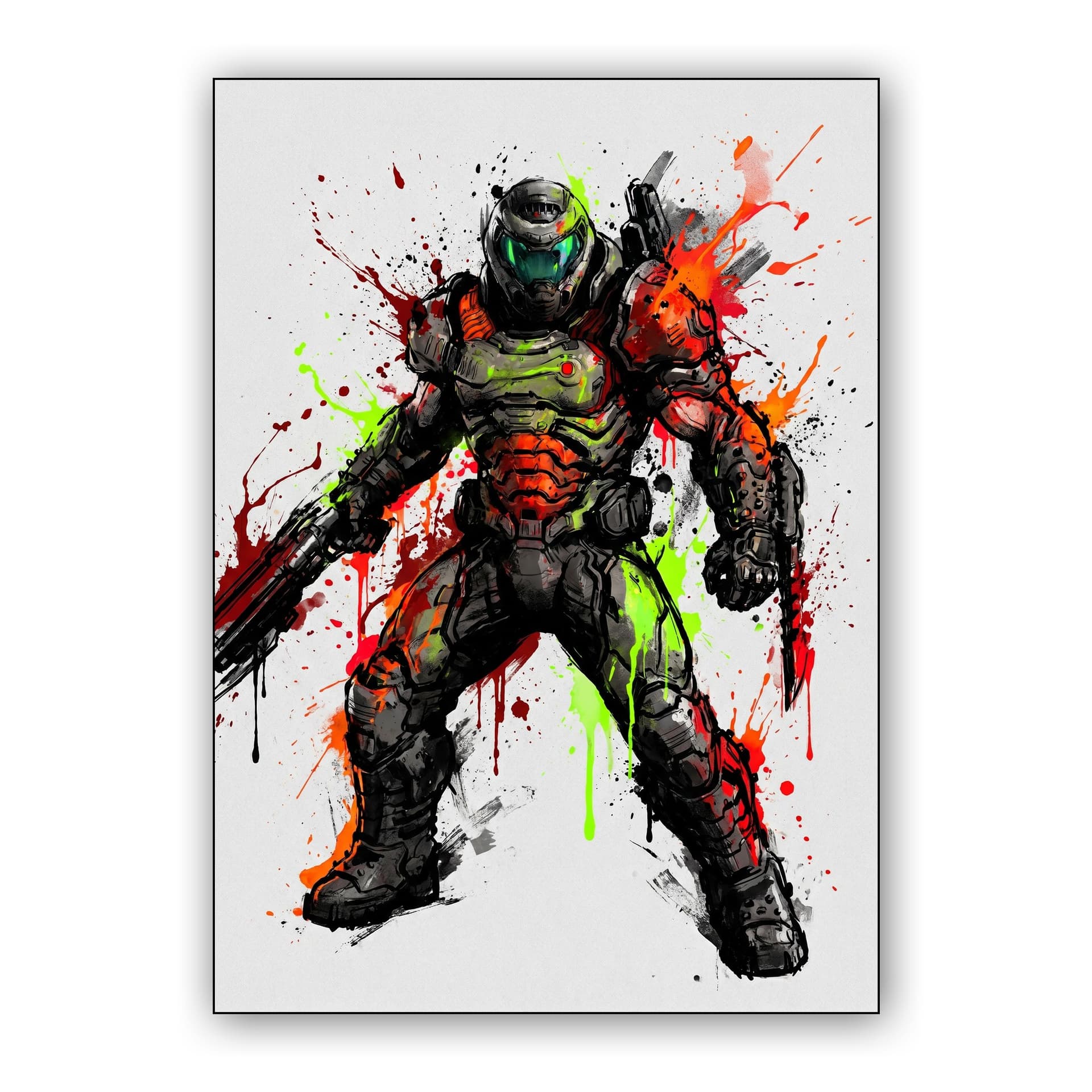Doom Slayer Watercolor Splatter