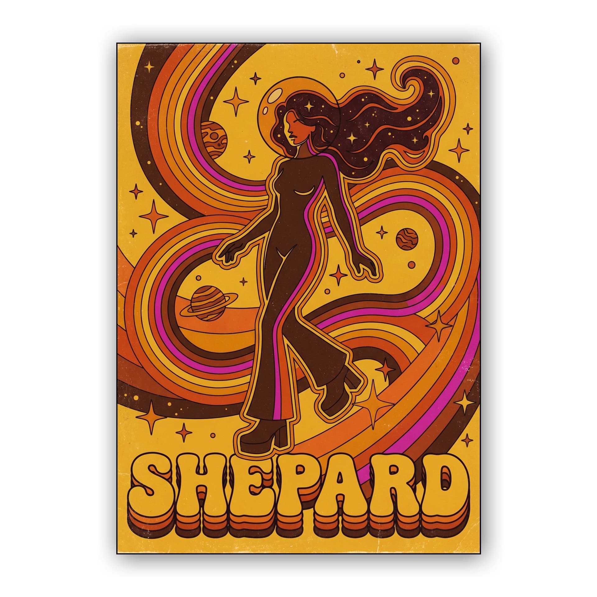 Commander Shepard Retro Cosmic Poster