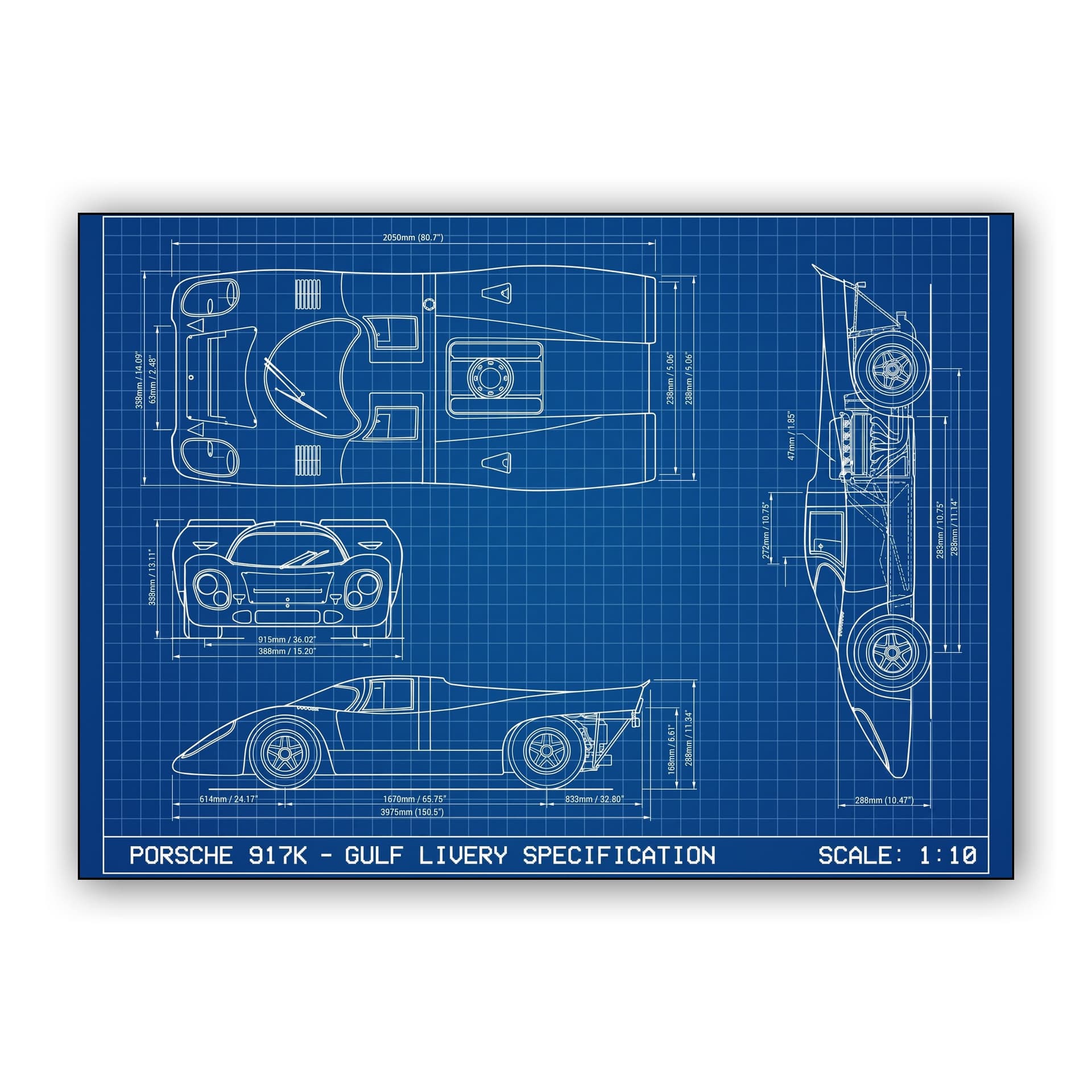 Porsche 917K Gulf Livery Technical Blueprint