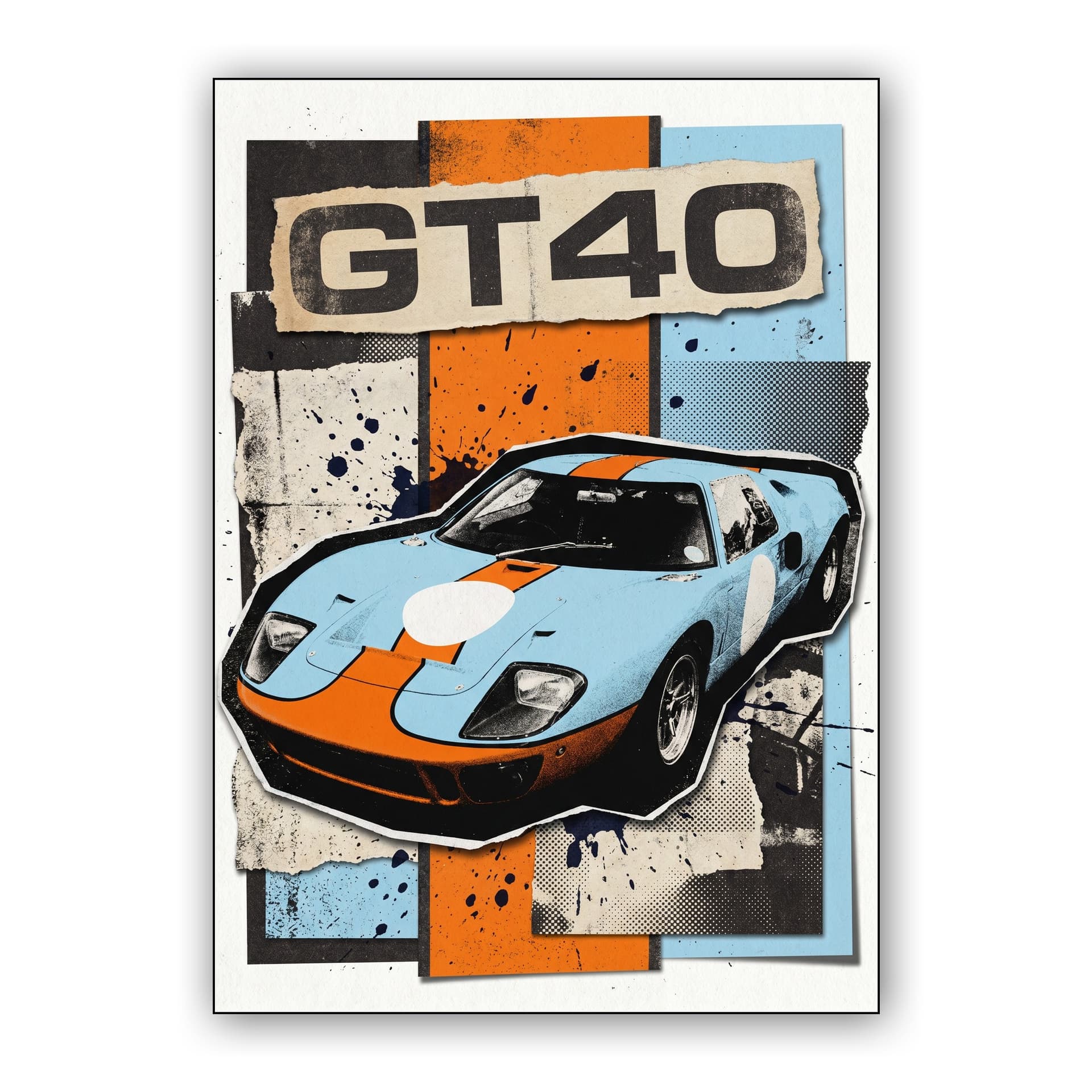 Ford GT40 Gulf Livery Grunge Collage