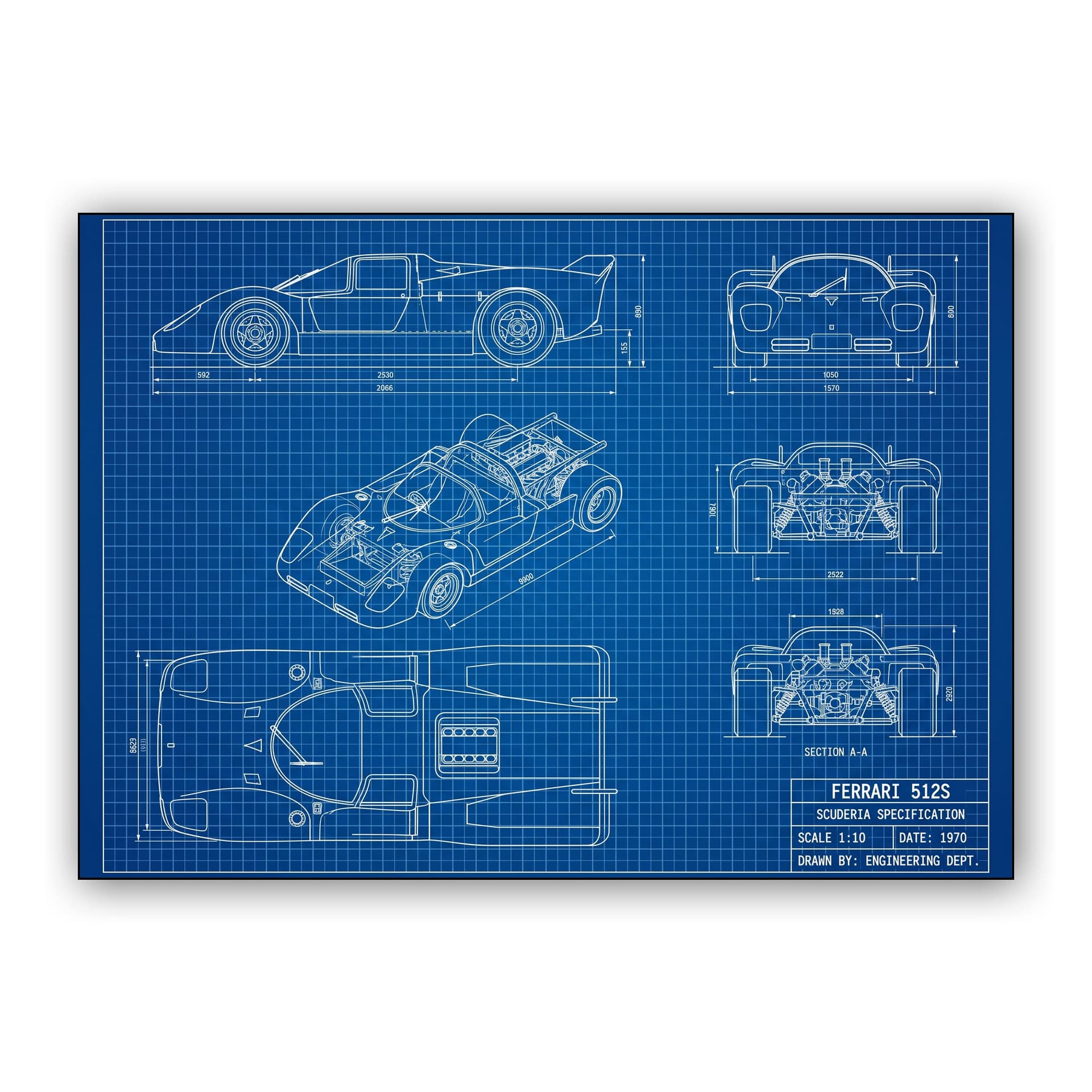 Ferrari 512S Scuderia Specification Technical Blueprint