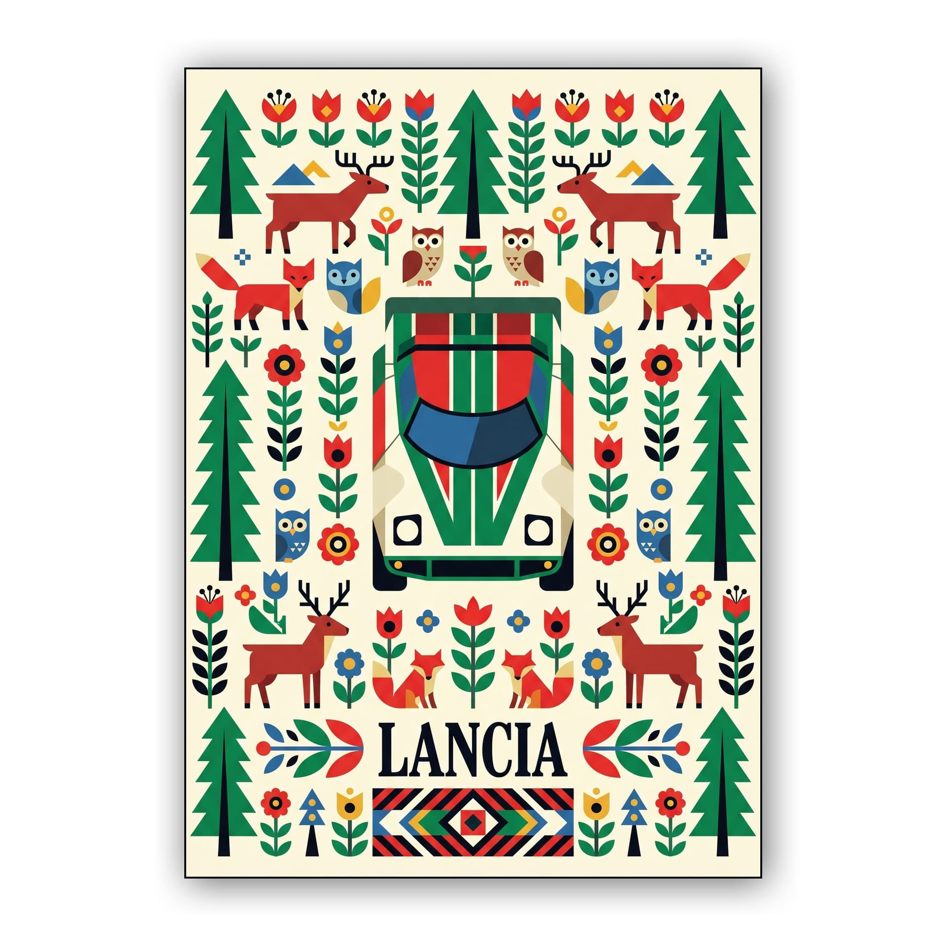 Lancia Stratos Folk Art Forest Pattern