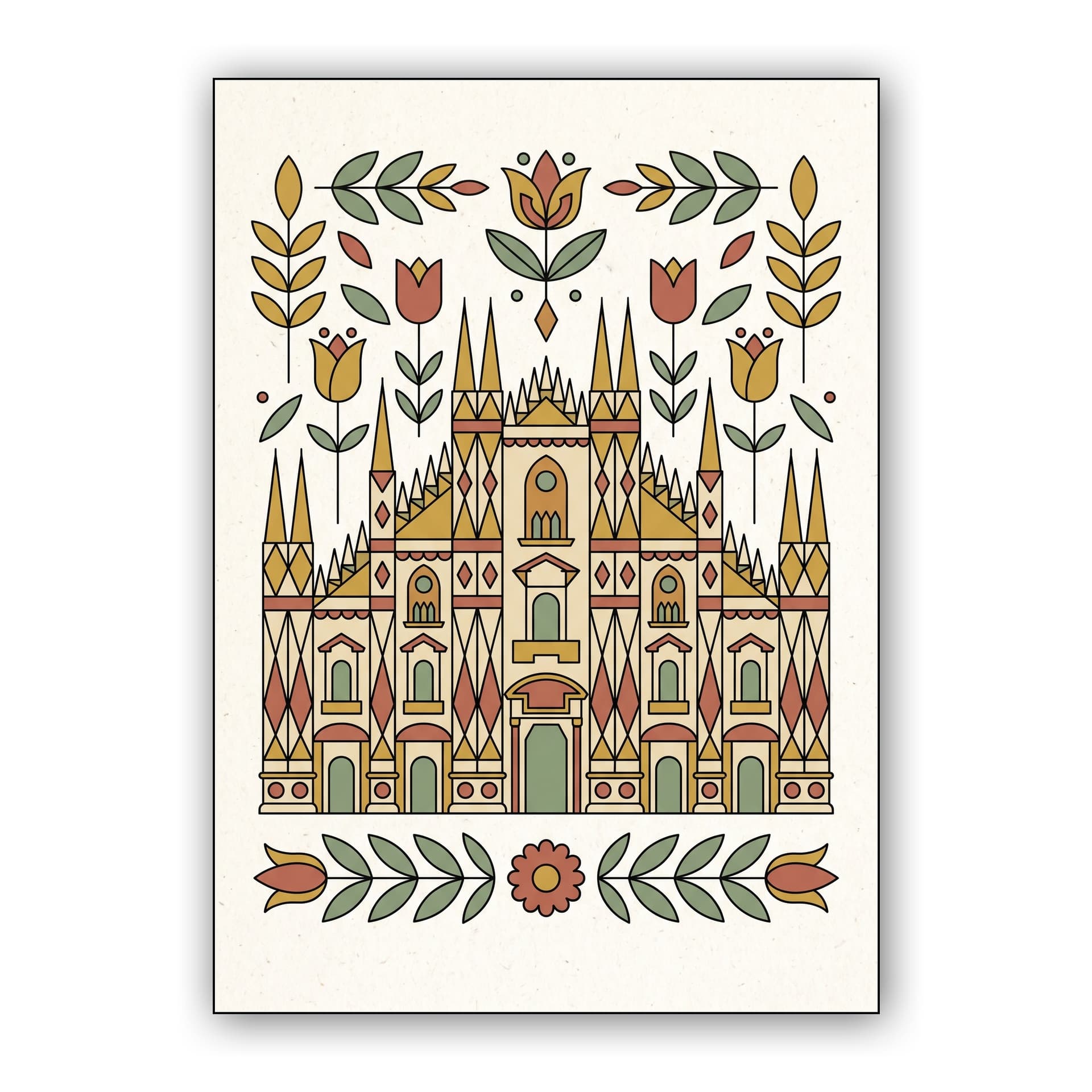 Duomo di Milano Folk Art Motif