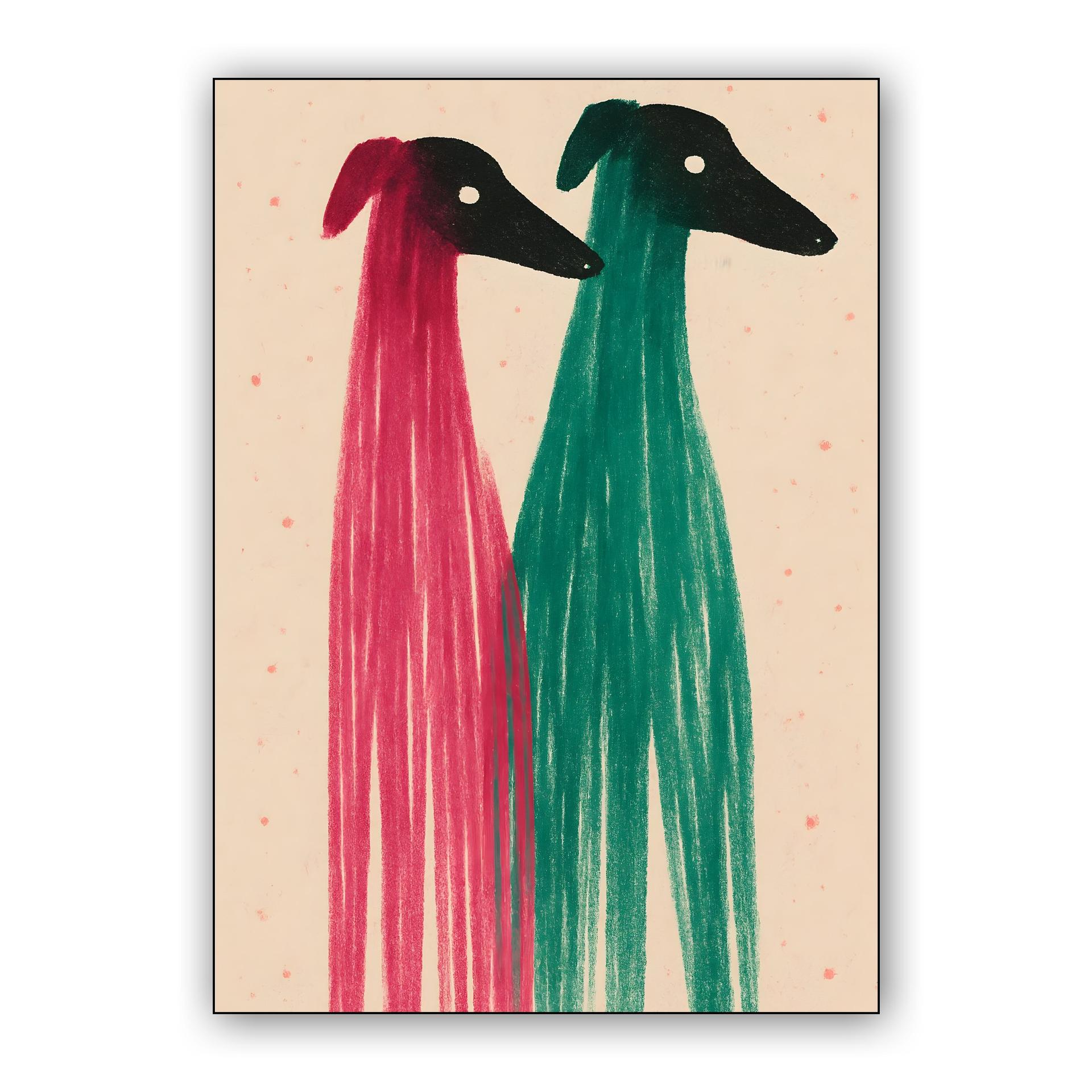 Whimsical Greyhound Duo