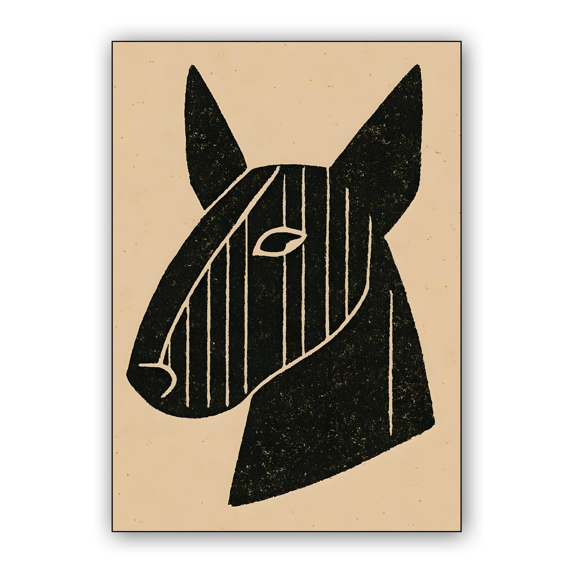 Woodcut Bull Terrier Profile