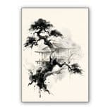 Whispers of the Ancient Pine: A Misty Retreat wall art poster